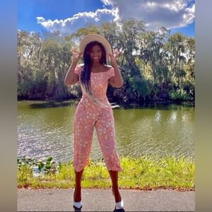 Pink Floral Midi Jumpsuit